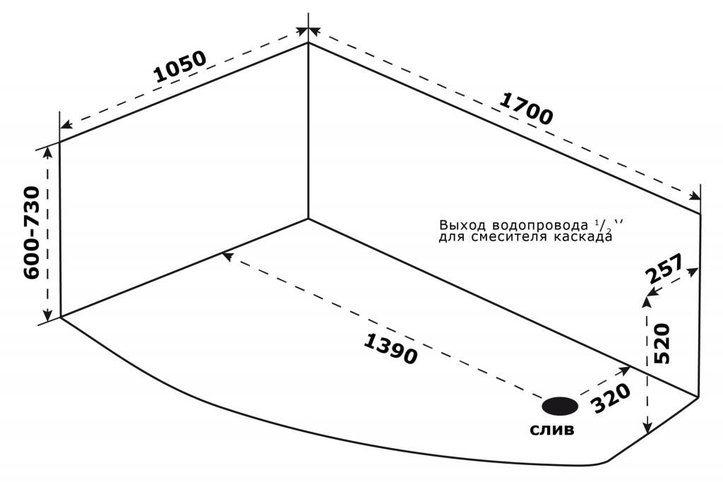 Ванна акриловая ПРО КАМЕЯ 170-105 левая с каркасом без панели без сифона - фото 2