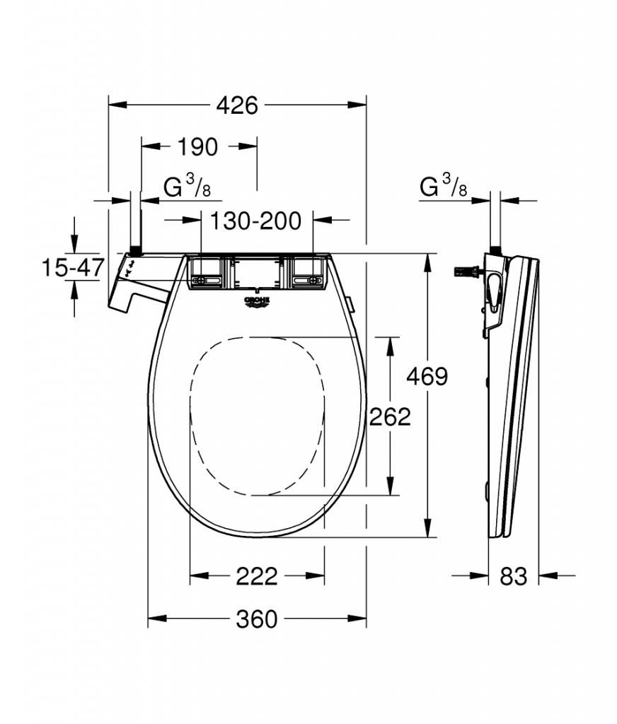 Сиденье для унитаза GROHE BAU CERAMIC DUR микролифт 39648SH0 - фото 6