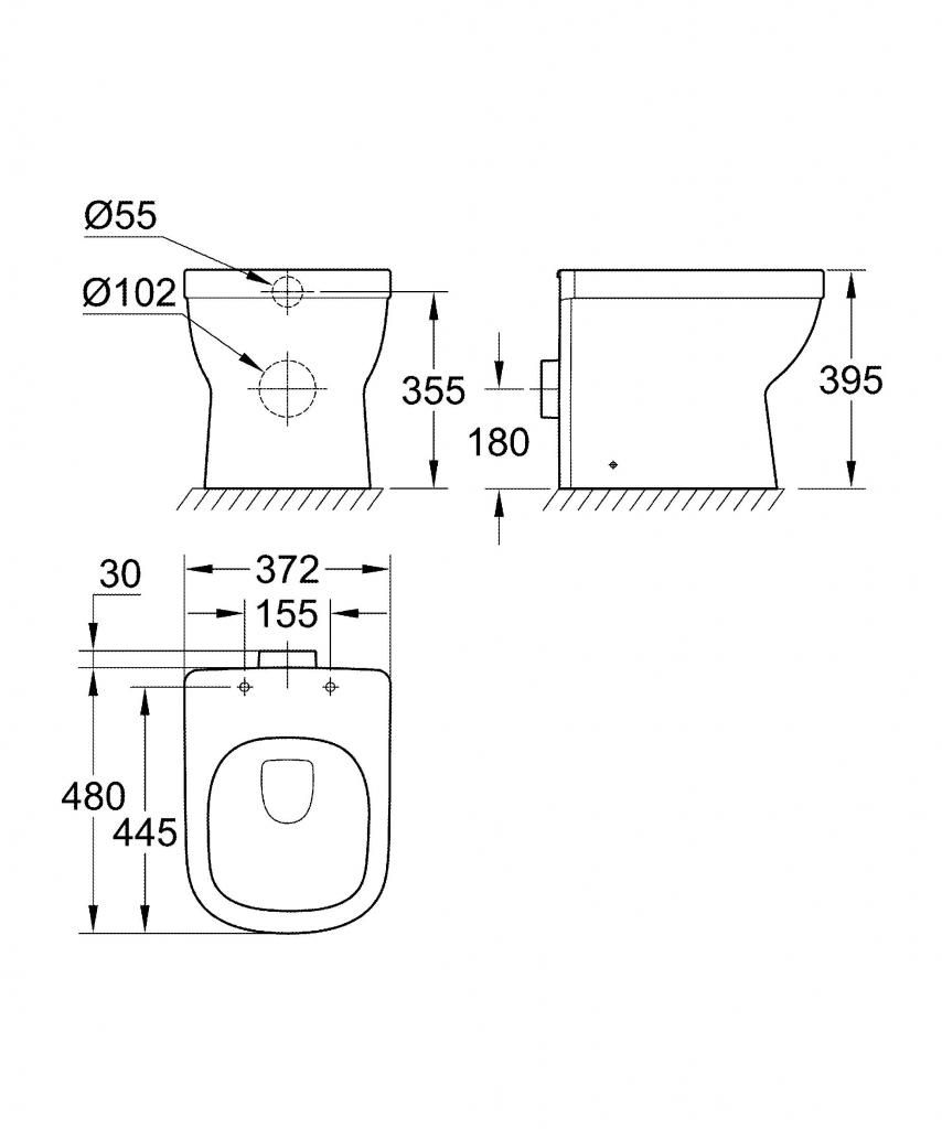 Унитаз GROHE EURO CERAMIC пристенный безободковый 3932900H - фото 2