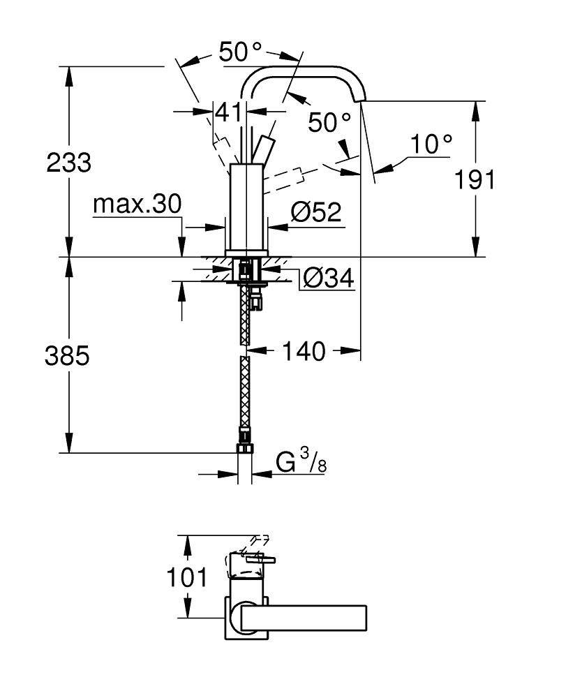 Смеситель для умывальника GROHE ALLUR 3/8 23076000 - фото 2