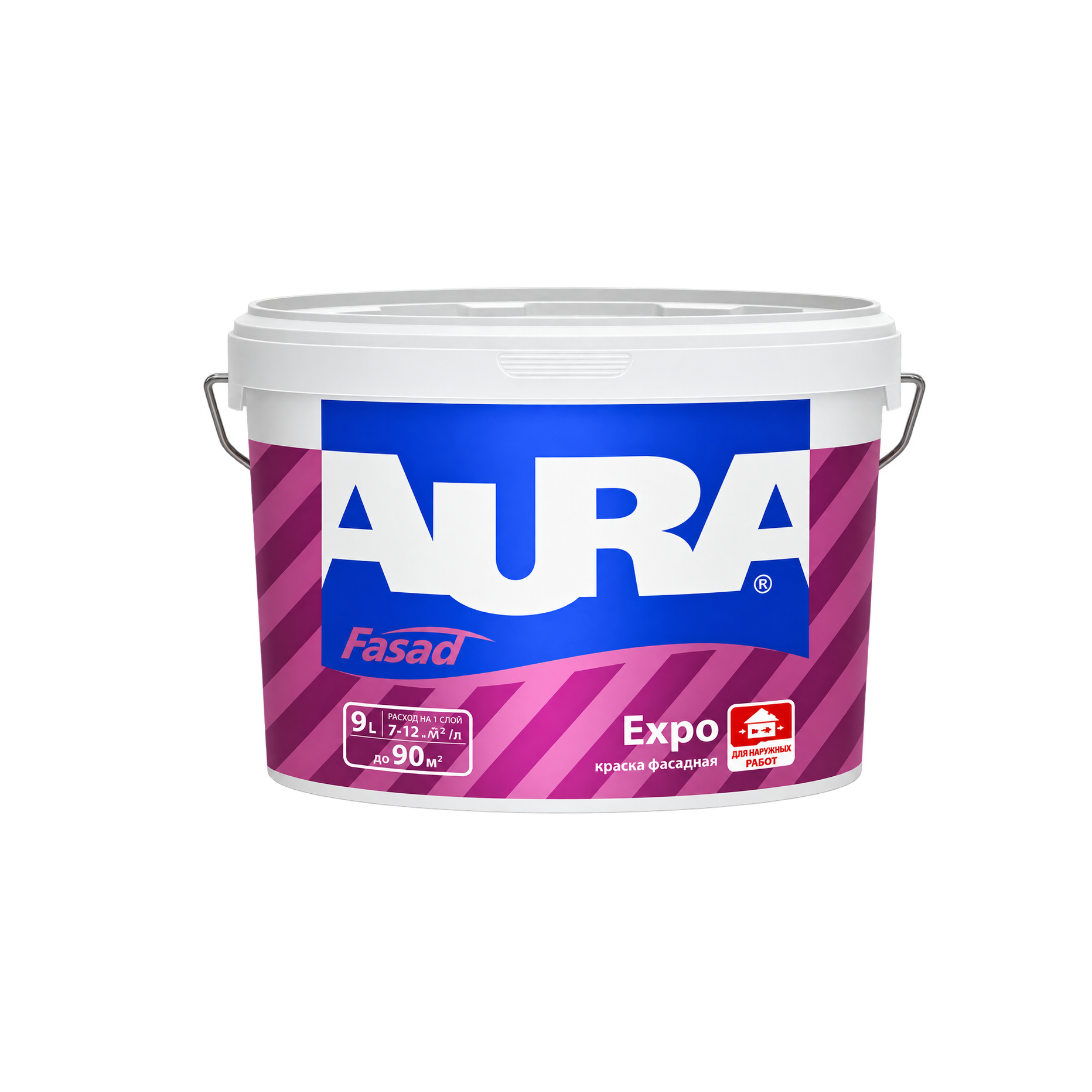 Краска фасадная водно-дисперсионная Aura Fasad Expo база А белая 9 л