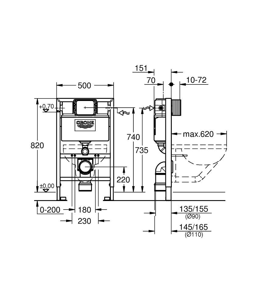 Монтажная система GROHE RAPID SL 38526000 для унитаза комплект, без кнопки - фото 2