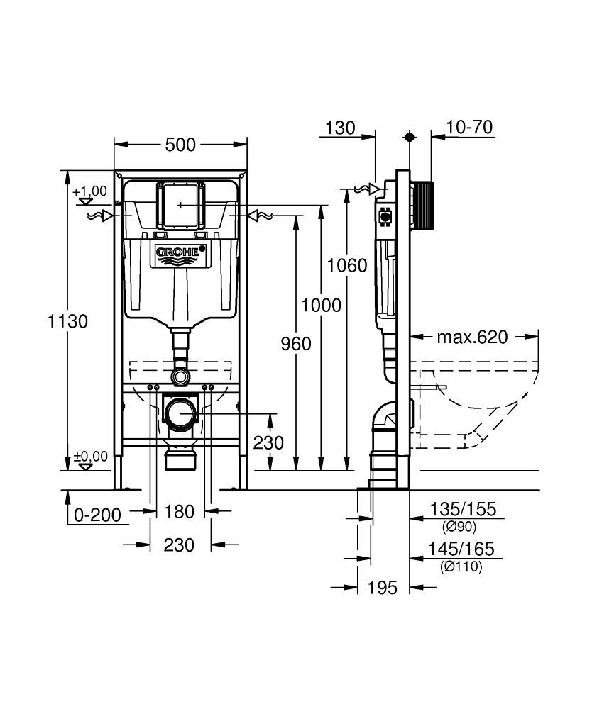 Монтажная система GROHE RAPID SL 38584001 для унитаза комплект - фото 2