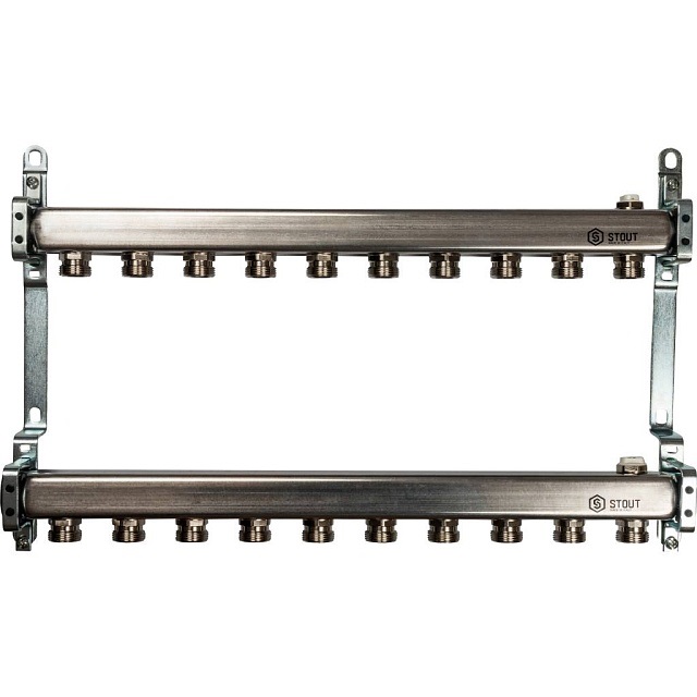 Коллектор из нержавеющей стали STOUT 1"/3/4"x10 вых.
