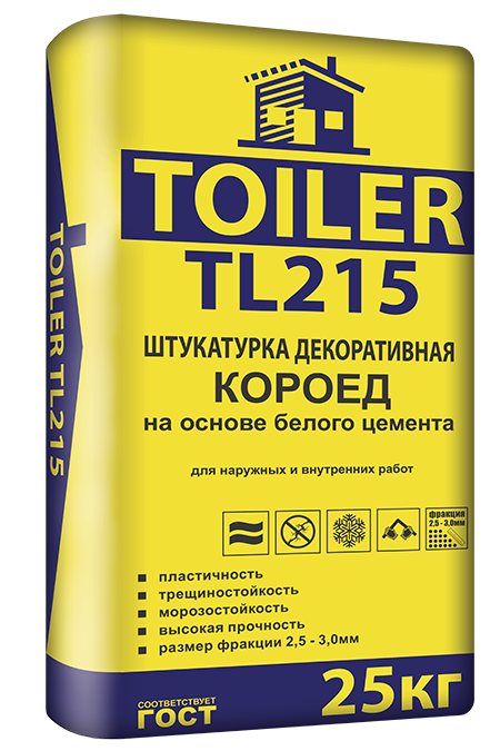 TOILER TL 215 Штукатурка цементная ДЕКОРАТИВНАЯ, 25 кг