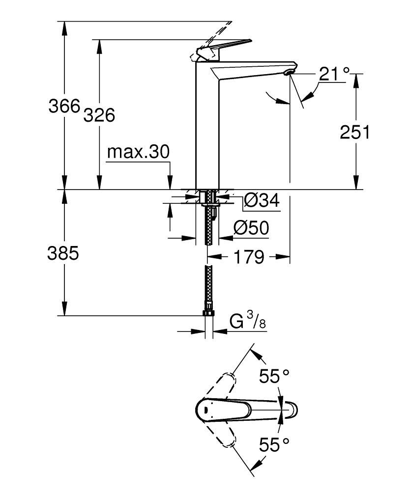 Смеситель для умывальника GROHE EURODISC COSM 3/8 23432000 - фото 2