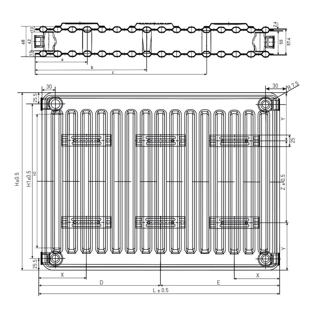 Радиатор панельный CORSO 20 тип 500*1200*68 1709 Вт бок. - фото 2