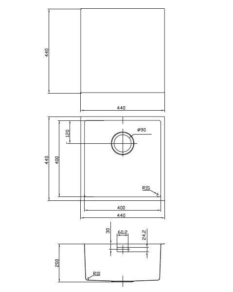 Мойка IDDIS 440*440 Edifice квадратная EDI44S0i77 шелк - фото 2