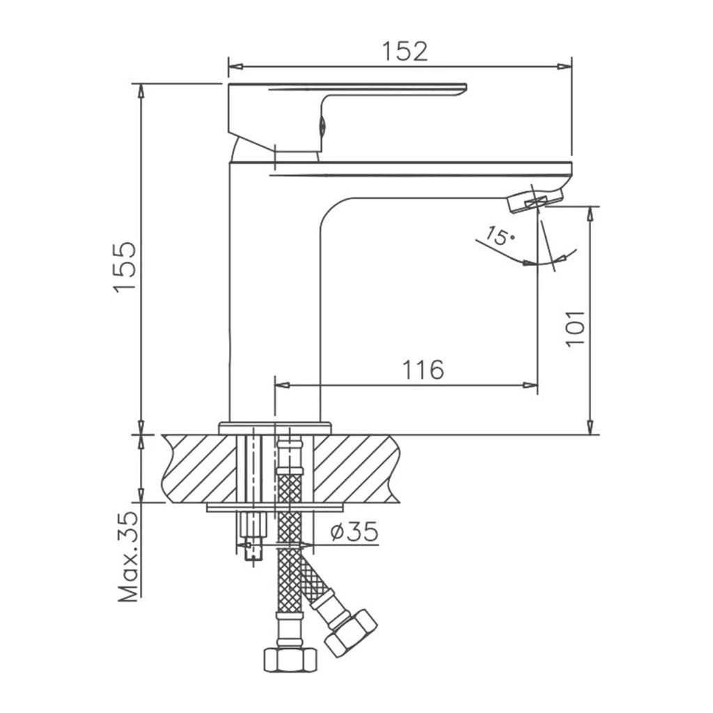 Смеситель для умывальника HAIBA HB10505-3 вороненая сталь 1/2 - фото 2
