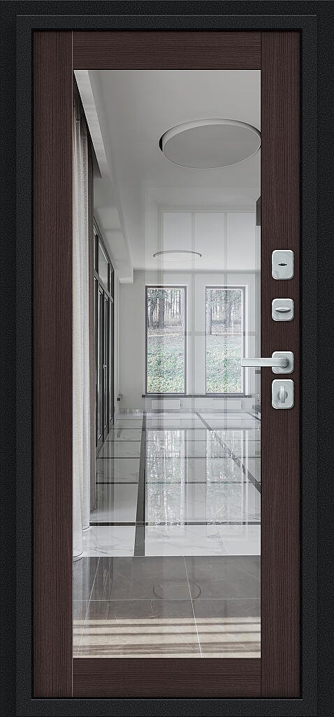 Дверь входная Thermo Флэш МФ/BChrome Thermo-2 Букле черное левая 2050x860 мм Wenge