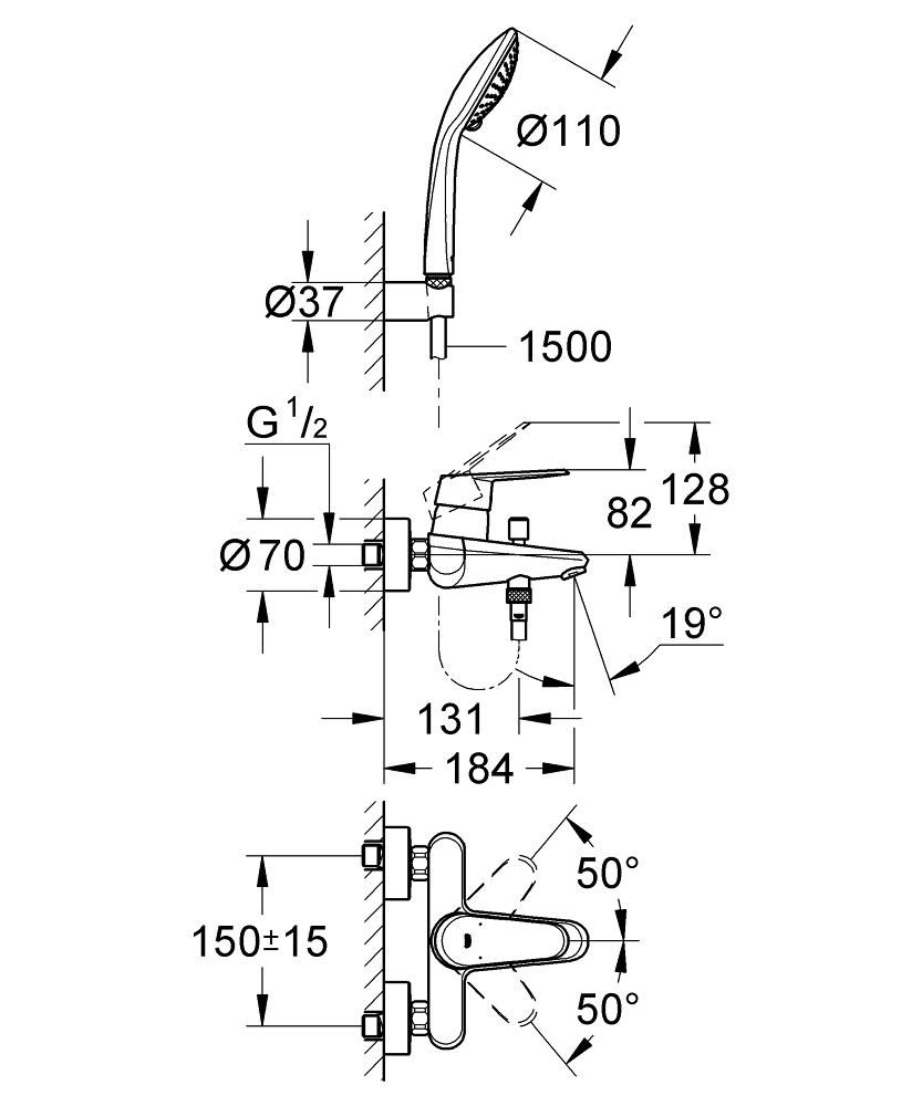 Смеситель для ванны GROHE EURODISC COSM 33395002 - фото 2