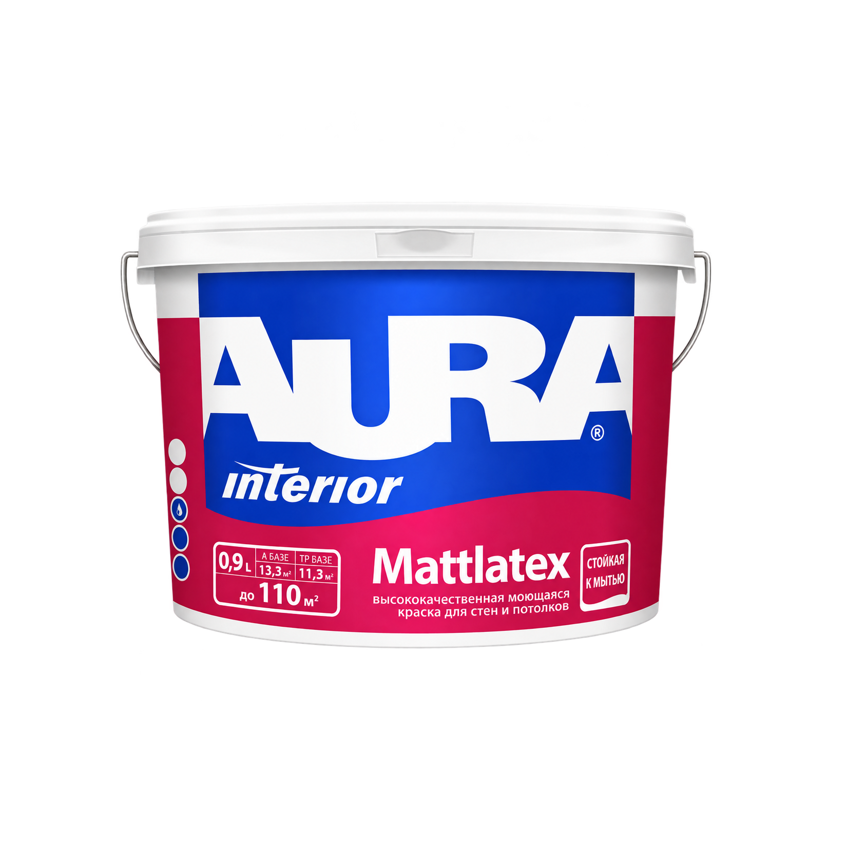 Краска моющаяся для стен и потолков Aura MATTLATEX 0,9 л