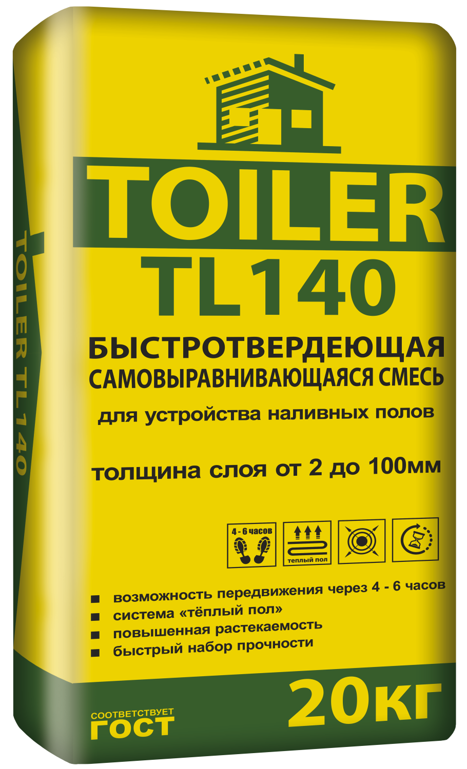 TOILER TL 140 быстротвердеющая самовыравнивающаяся смесь 20 кг