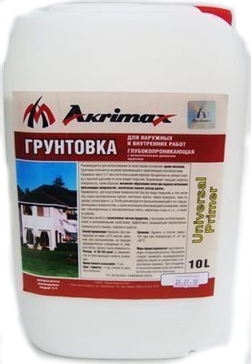 Грунтовка для наружных работ Akrimax 10 л