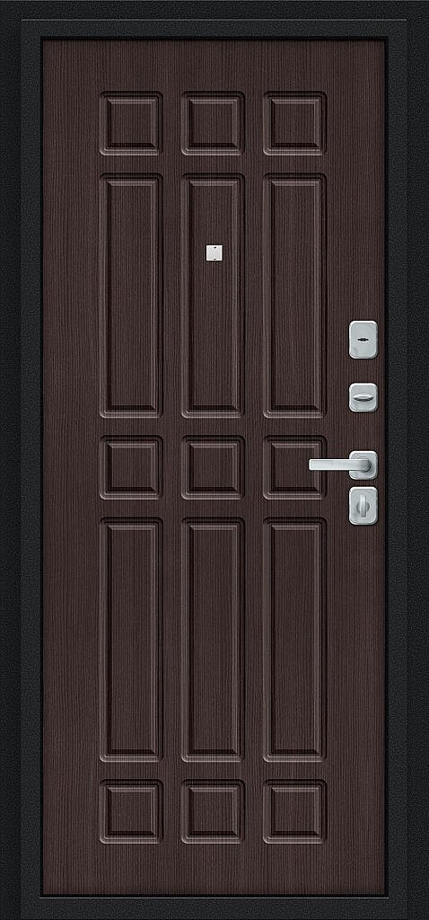 Дверь входная Мило МФ/BChrome Bravo R-2 Букле черное правая 2050x860 мм Wenge