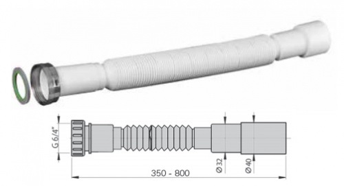 Гибкое соединение (гофра) с накидной металлической гайкой 5/4"x32/40, MIANO M1135