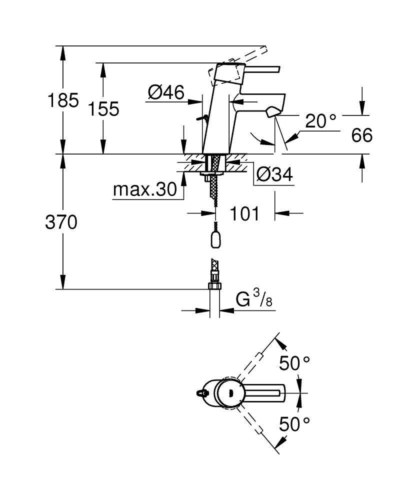 Смеситель для умывальника GROHE CONCETTO 3/8 3220610E - фото 2