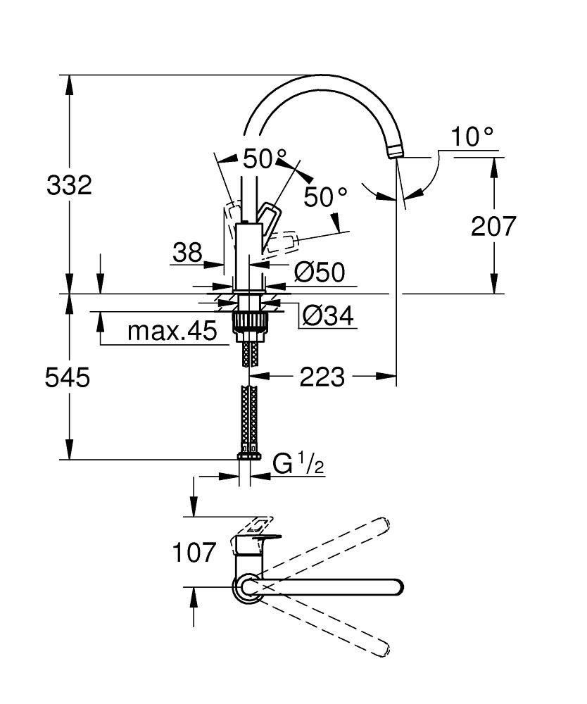 Смеситель для мойки GROHE BAULOOP 1/2 31232001 - фото 3