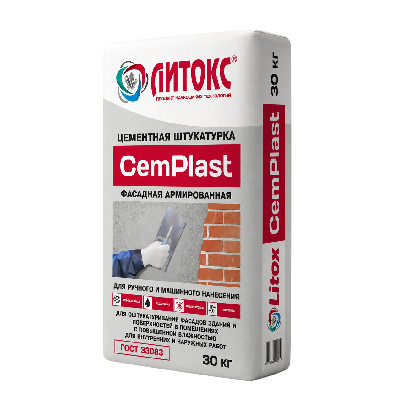 ЛИТОКС CemPlast Штукатурка цементная фасадная армирующая 30 кг