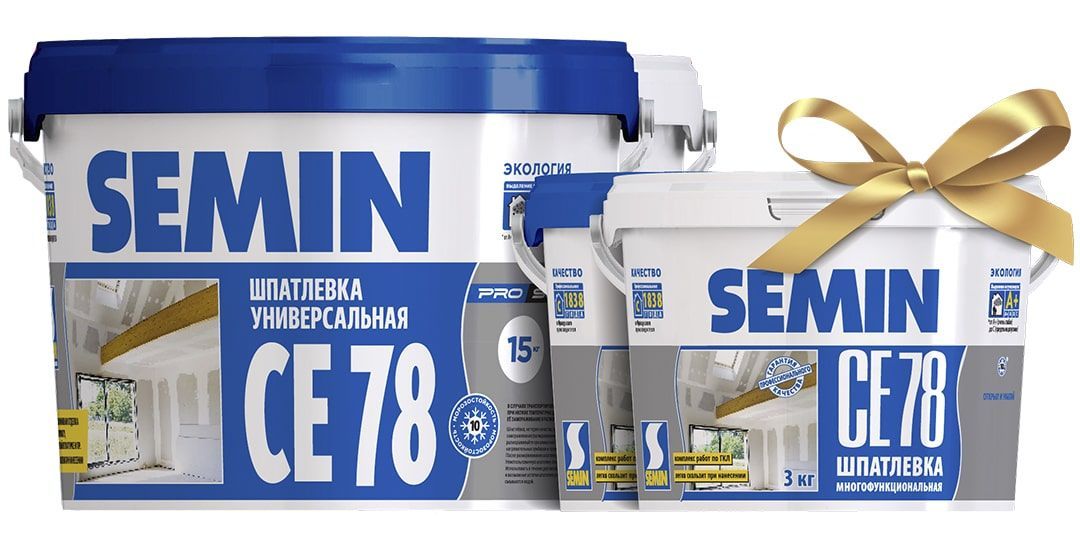 SEMIN Шпатлевка универсальная полимерная СЕ 78 белая крышка 15 кг