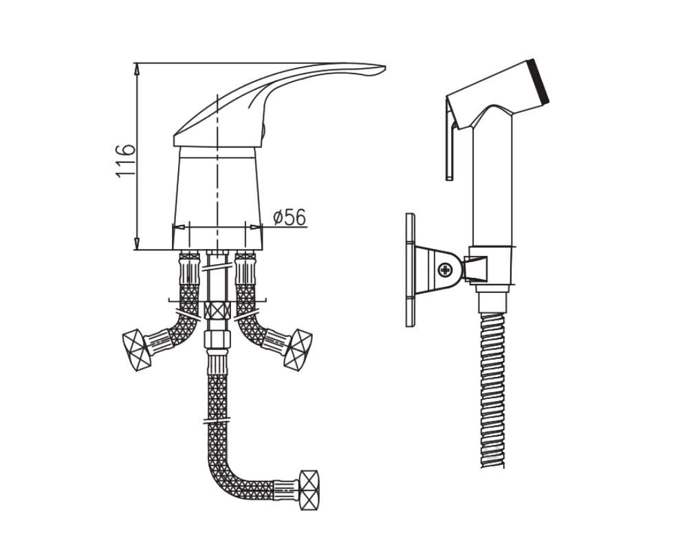Смеситель для биде HAIBA HB1221-2 с гигиеническим душем - фото 2