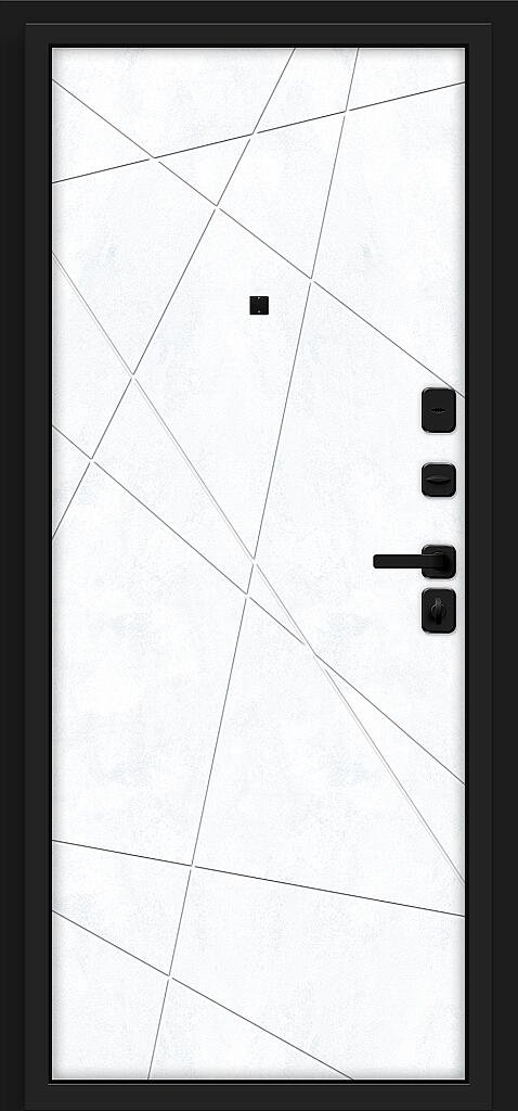 Дверь входная Кьюб/SBlack Bravo R-3 Slate Art/Snow Art 2050x860 мм Левая