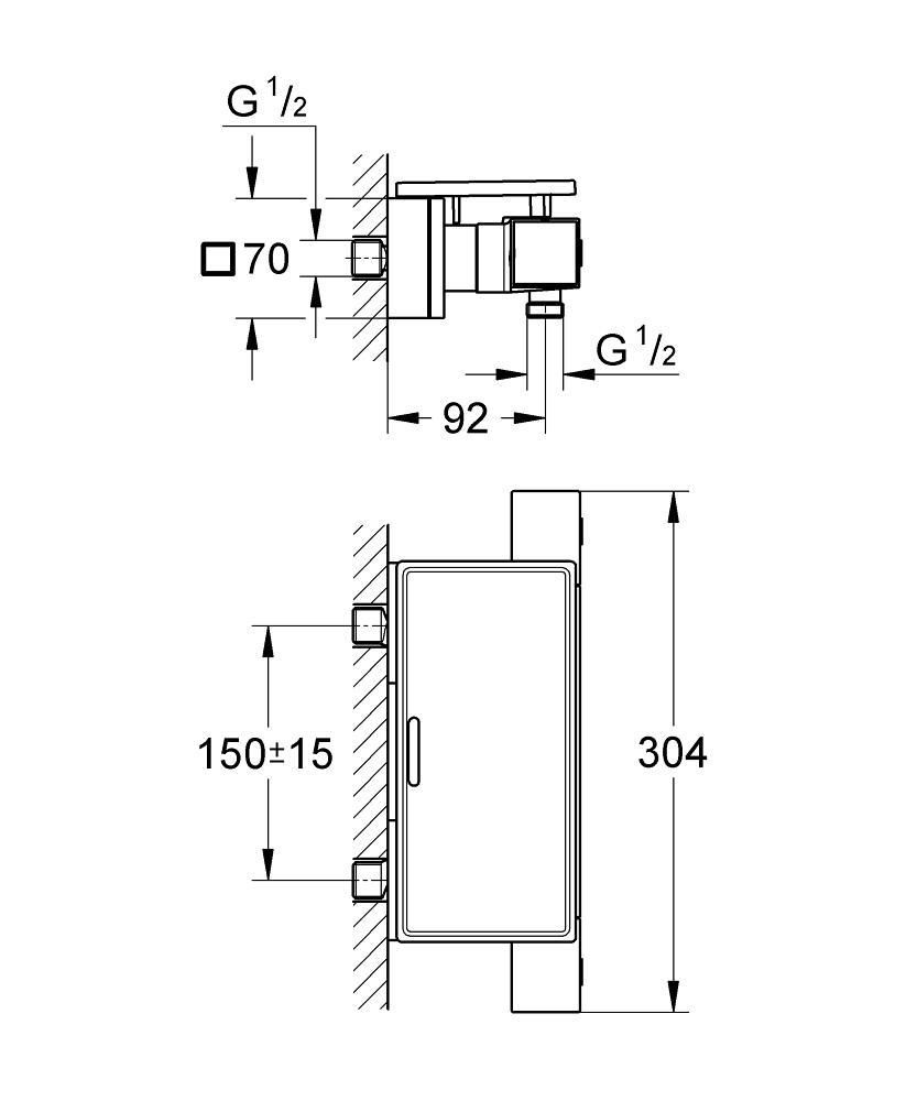 Смеситель для ванны и душевой кабины GROHE GROHTHERM CUBE с термостатомат 34491000 - фото 2