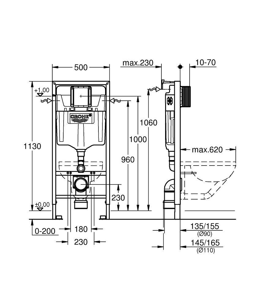 Монтажная система GROHE RAPID SL 38536001 для унитаза, без кнопки - фото 3