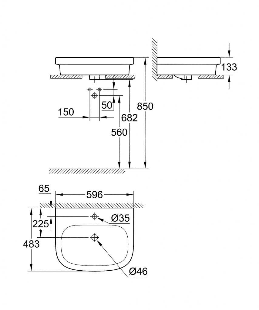 Умывальник мебельный GROHE EURO CERAMIC 60 3933700H - фото 2