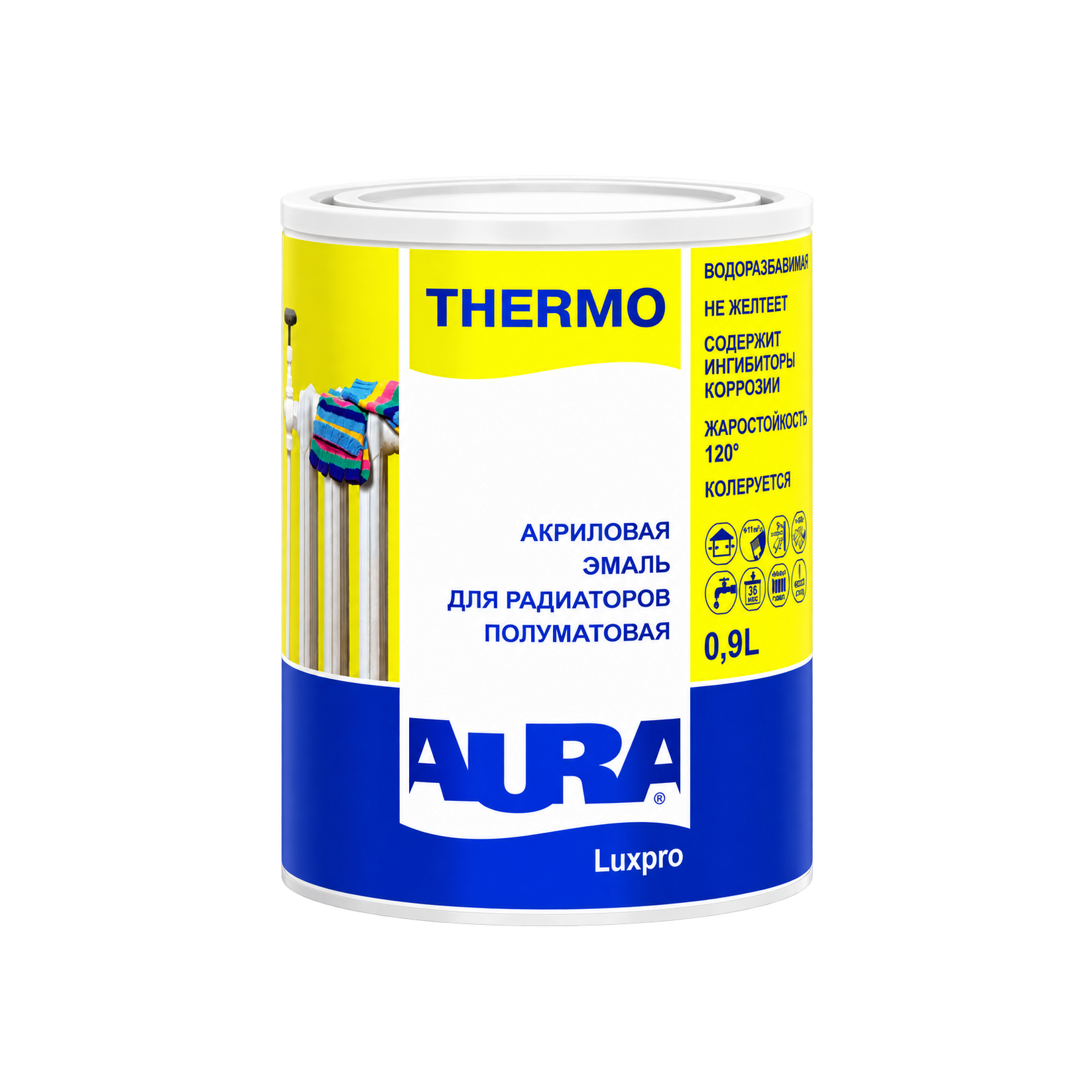 Акриловая эмаль для радиаторов Aura LUXPRO THERMO 0,9 л