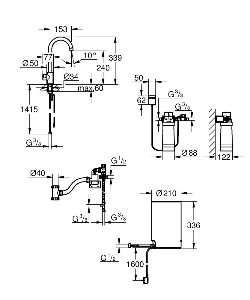 Смеситель для мойки GROHE RED II MONO с бойлером 4л. 30085001 - фото 3