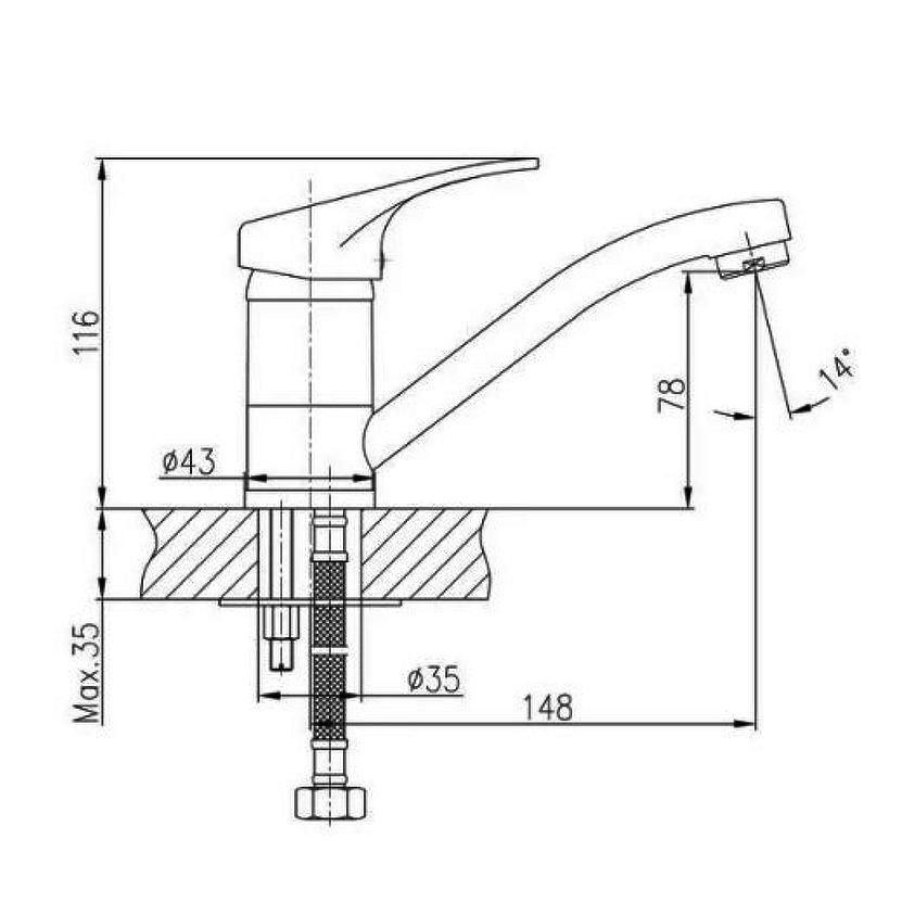 Смеситель для мойки и умывальника HAIBA HB4513-1 1/2 хром матовый - фото 2