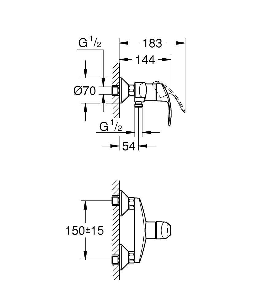 Смеситель для душевой кабины GROHE EUROSMART без аксессуаров 33555002 - фото 4