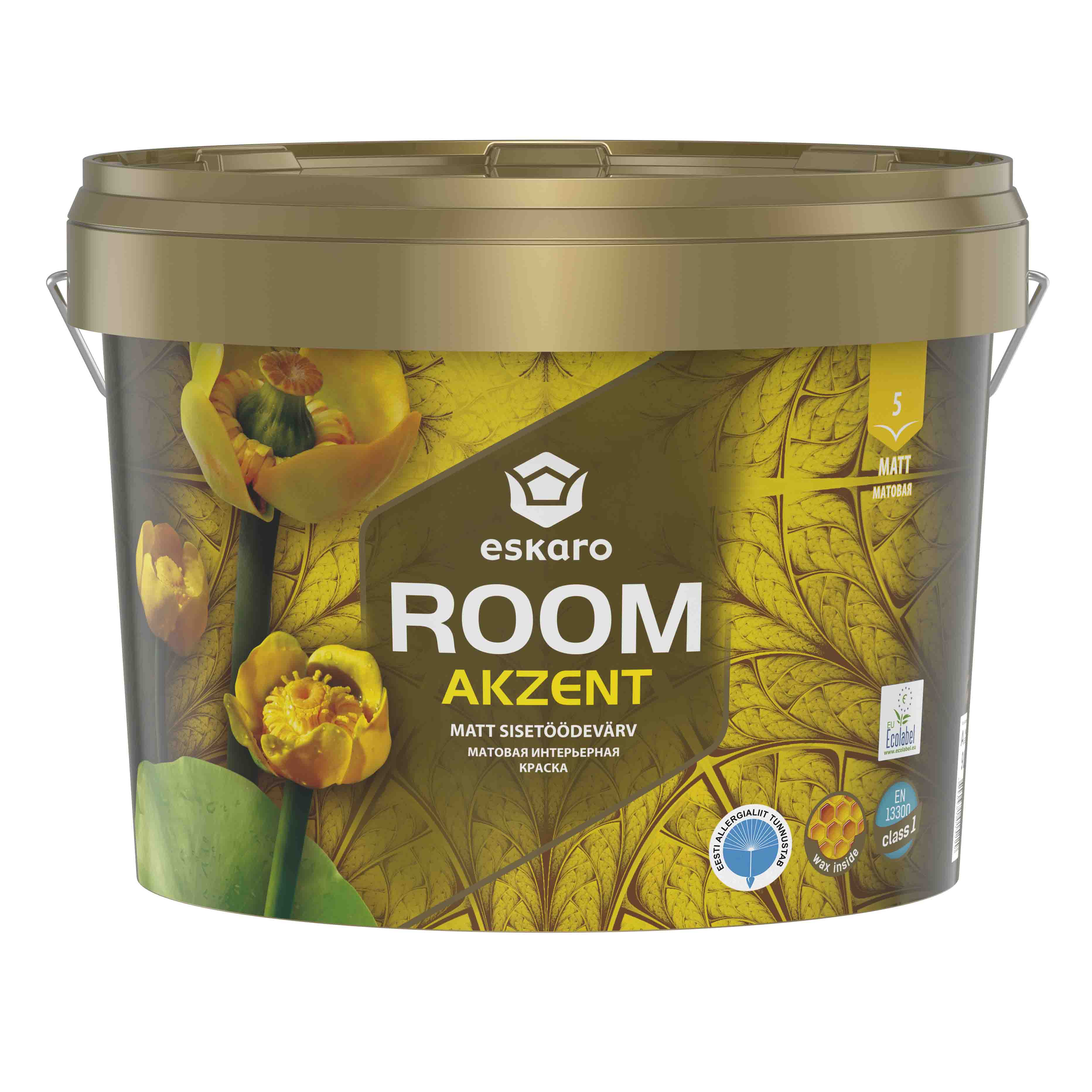 Матовая интерьерная краска Eskaro Akzent Room база А белая 9 л