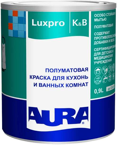 Полуматовая краска для кухонь и ванных Aura Luxpro Kitchen & Bathroom 0,9 л