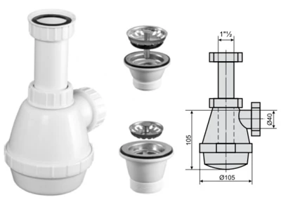Сифон Obri для мойки с накидной гайкой 6/4", M0438