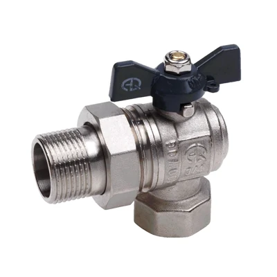 Кран шаровый AQUALINK 3/4 с американкой, угловой, ручка-бабочка (бантик)