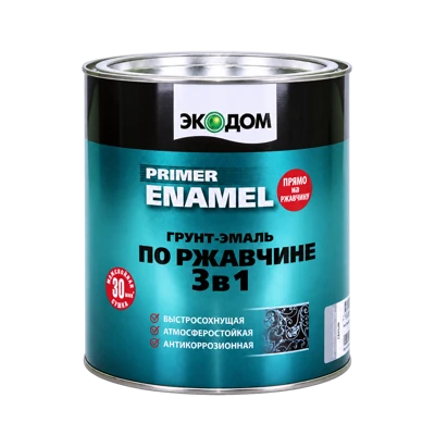 Грунт-эмаль по ржавчине ЭКОДОМ® 3в1 RAL 9005 (глубокий черный) 0,9 л Рогнеда