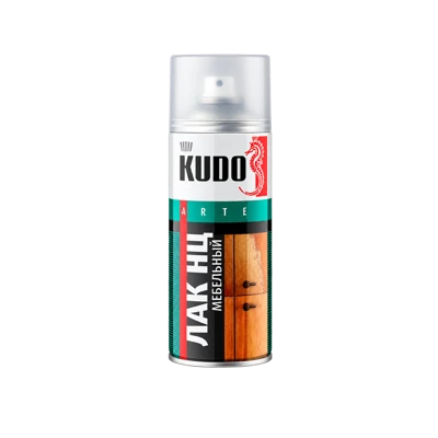 Лак нитроцеллюлозный мебельный KUDO KU-9009 матовый, аэрозоль 520 мл