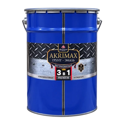Грунт-эмаль по ржавчине 3 в 1 быстросохнущая матовая Akrimax 25 кг (черная)