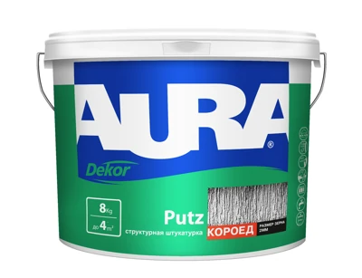 AURA Штукатурка декоративная структурная акриловая Putz Dekor КОРОЕД зерно 3,0 мм 8 кг