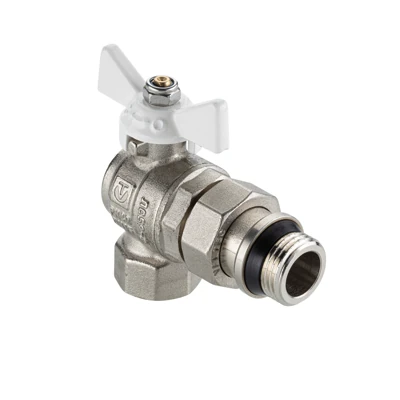 Кран шаровой угловой Valtec BASE-ГОСТ американка 1/2" с дополнительным уплотнением, белая ручка, DN15, PN40