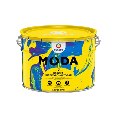 Краска шелково-матовая для стен и потолков Eskaro MODA 7 база А белая 9 л