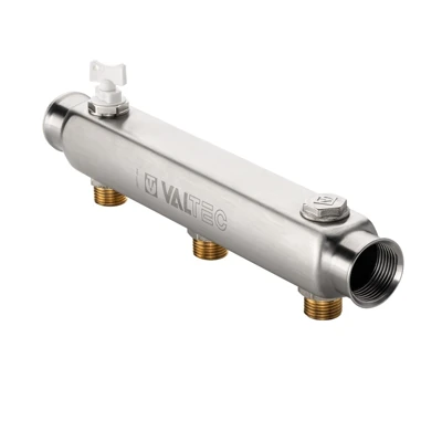 Коллектор распределительный VALTEC нержавеющая сталь, 8 выходов 1"x1/2", шаг 100 мм