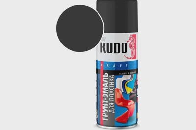 Грунт-эмаль аэрозоль KUDO №9005 чёрная для пластика