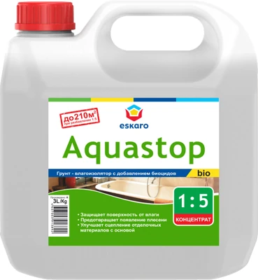 Акриловый грунт-влагоизолятор Eskaro Aquastop Bio, 3 л