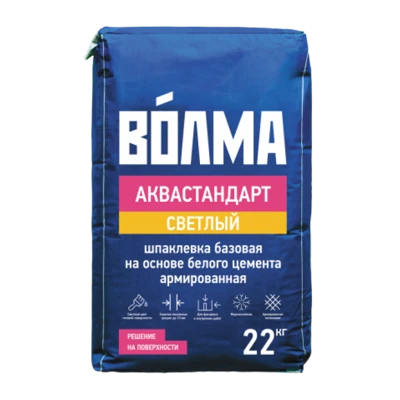 ВОЛМА АКВАСТАНДАРТ Цементная шпаклевка светлый, 22 кг