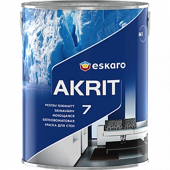 Моющаяся шелковоматовая краска для стен Eskaro Akrit 7 (База TR - прозрачная) 2,7 л