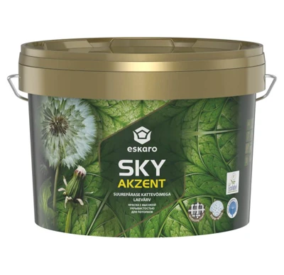 Краска с высокой укрывистостью для потолков Eskaro Akzent Sky (база А - белая) 2,7 л