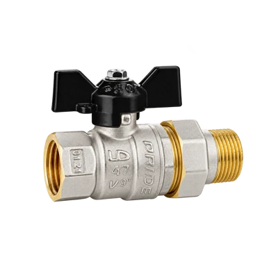 Кран шаровый LD Pride 1/2 Американка ручка-бабочка (бантик), никелированный